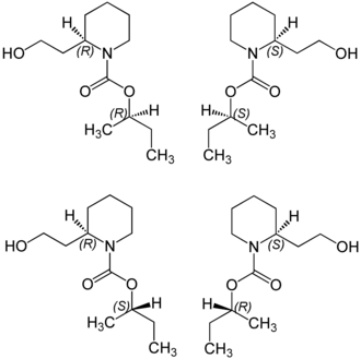 Strukturformeln der vier Stereoisomeren von Icaridin