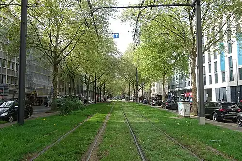Blick vom Ende der Immermannstraße, Richtung Westen (2025)
