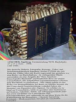 Ingeborg Lüscher, Verstummelung, 1970. Schaufensterauslage, Spalentorbuchhandlung (Basel)