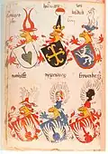 Stammwappen der „Notthafft“ aus Schwaben, unten links, aus Ingeram Codex, 1459