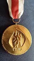 Internationale Feuerwehrsportwett-Kampfmedaille des CTIF 1989 (gold) – Rückseite