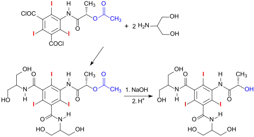 Synthese von Iopamidol: letzte Schritte
