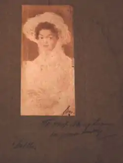 Eine Karte mit einer Reproduktion von Isabella, die 1907 in einem Brief von Simon Maris verschickt wurde.