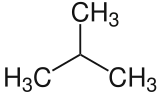 Skelettformel von Isobutan