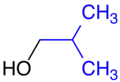 iso-Butanol, iso-Butylgruppe blau markiert.