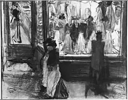 Rechtes Schaufenster von P. Mars & Co, Kreidezeichnung, 1893–1894