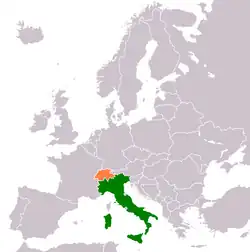 Lage von Italien und Schweiz