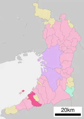 Lage Izumisanos in der Präfektur
