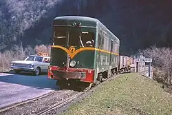 Dieselelektrische Schmalspurlokomotive der Voies ferrées du Dauphiné (VFD) südlich Grenoble, 1964