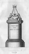 Mozart-Denkmal Tiefurt als Kupferstich im Journal des Luxus und der Moden 1799