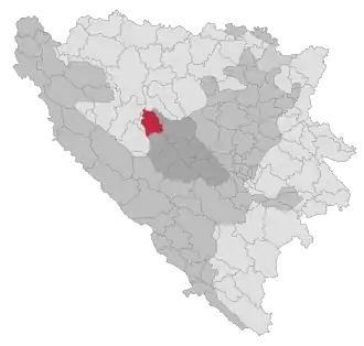 Lage der Gemeinde Jajce in Bosnien und Herzegowina (anklickbare Karte)