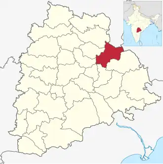 Positionskarte des Distrikts Jayashankar Bhupalpally