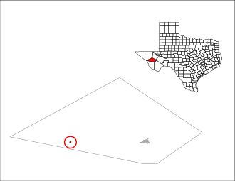 Lage von Valentine im Jeff Davis County (unten) und in Texas (oben)