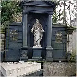 Jesusstatue Grabmal Richter Johannesfriedhof, Signum Franz Schwarz, 1888