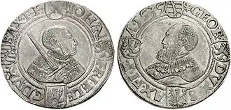 Kurfürst Johann Friedrich und Herzog Georg, Guldengroschen von 1535