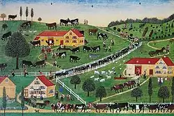 Johann Jakob Heuscher: Alpfahrt bei der Wirtschaft zum Sennhof, 1895