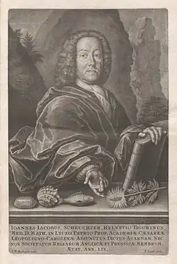 Schabkunst: J. J. Scheuchzer in seiner Kupferbibel (1731), gestochen von Tobias Laub