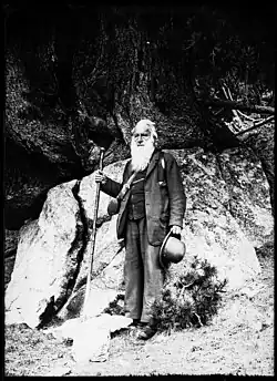 Johann Luzi Krättli vor einer 4000-jährigen Arve