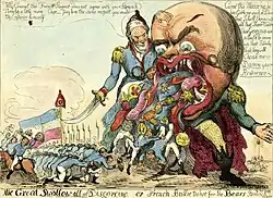 Besiegter Suworow (britische Karikatur, 10/1799)
