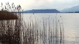 Bielersee mit Jolimont als Tafelhügel am Horizont
