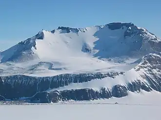 Blick vom David-Gletscher auf die Nordflanke des Mount Joyce