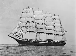 Die København unter vollen Segeln