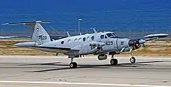Eine Beechcraft King Air der 100. Staffel „Flying Camel“ (Heck), 2019 noch auf dem Flughafen Sde-Dov