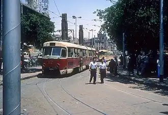 Jakobs-Gelenkwagen Tatra K5 der Straßenbahn Kairo, 1977
