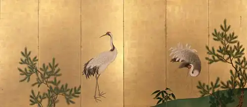 Stellschirm „Kiefer, Kraniche“, rechts[2]