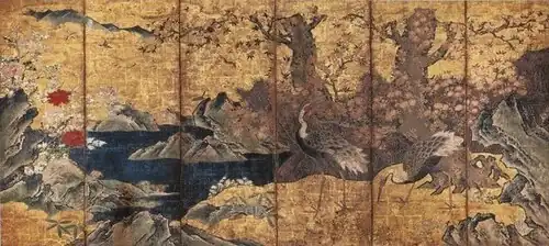 Stellschirm Blumen und Vögel 2