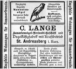 Kanarienvögel-Versandt-Geschäft C. Lange[3]