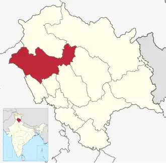 Positionskarte des Distrikts Kangra