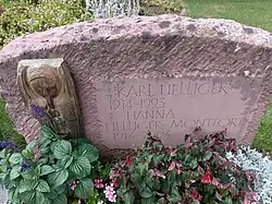 Karl Uelliger (1914–1993) Maler, Holzschneider, Plastiker. Hanna Uelliger-Montfort (1916–2004) Grab. Friedhof Degersheim, St. Gallen