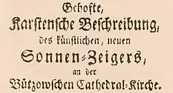 Karstensche Beschreibung des Sonnen-Zeigers