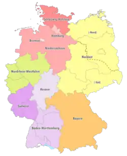 Geografische Einteilung der Oberligen zur Saison 2010/11