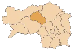 Lage des Bezirks Bezirk Leoben im Bundesland Steiermark (anklickbare Karte)