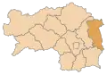 Lage des Bezirkes Hartberg-Fürstenfeld innerhalb der Steiermark