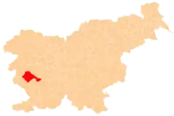 Karte von Slowenien, Position von Ajdovščina hervorgehoben