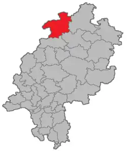 Lage des Amtsgerichtsbezirks Korbach in Hessen