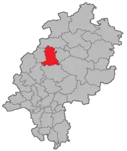 Lage des Amtsgerichtsbezirks Marburg in Hessen