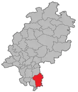 Lage des Amtsgerichtsbezirks Michelstadt in Hessen