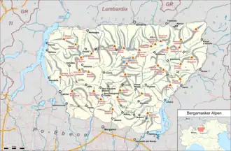 Übersicht der Bergamasker Alpen.