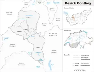 Karte von Bezirk Gundis frz. District de Conthey