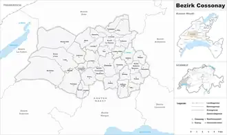 Karte von Bezirk Cossonay