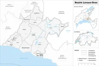 Karte von Bezirk Lavaux-Oron