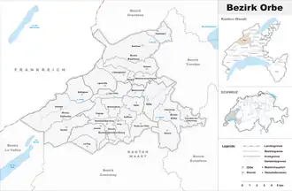 Karte von Bezirk Orbe