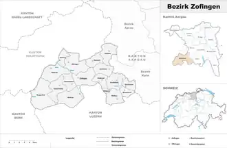 Karte von Bezirk Zofingen