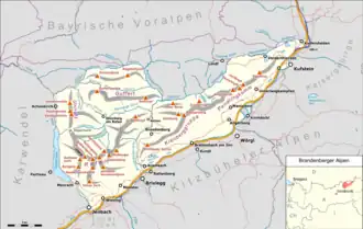 Lage der Gruppe innerhalb der Ostalpen (gem. AVE)