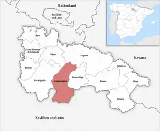 Die Lage der Comarca Camero Nuevo in der autonomen Gemeinschaft La Rioja