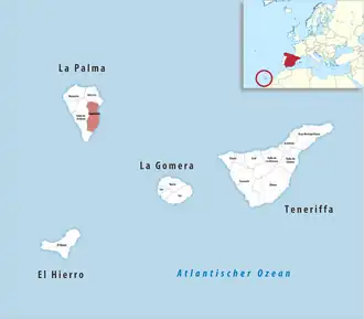 Die Lage der Comarca Capitalina in der Provinz Santa Cruz de Tenerife